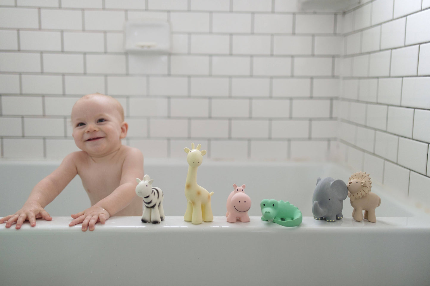Tikiri Toys LLC - Elephant Natural Organic Rubber Teether, Rattle & Bath Toy