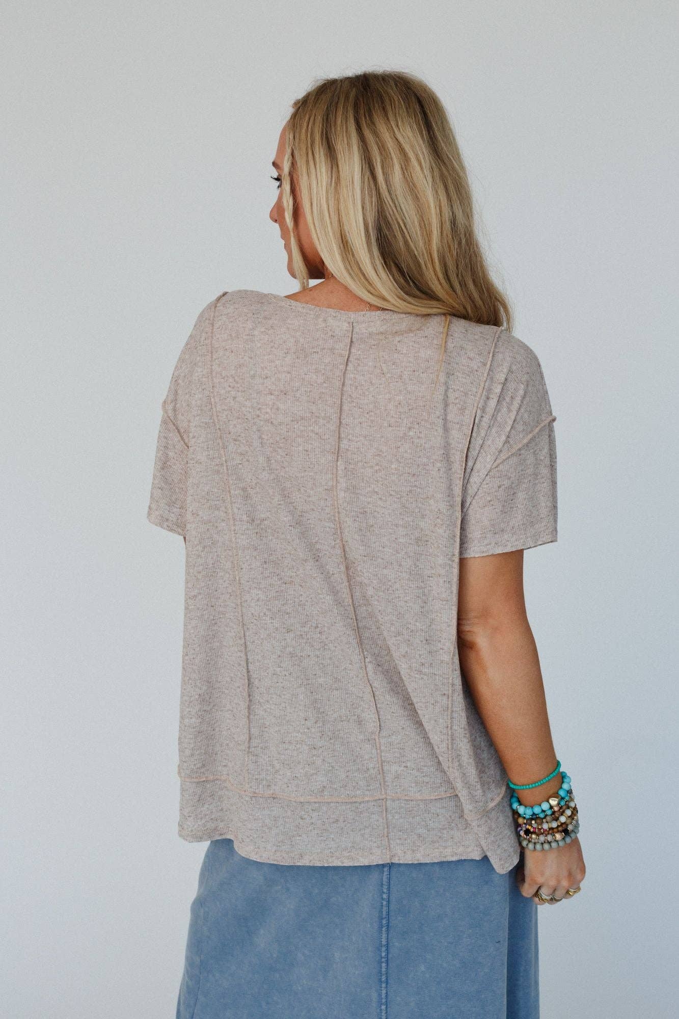 Nestled In Ribbed Knit Top