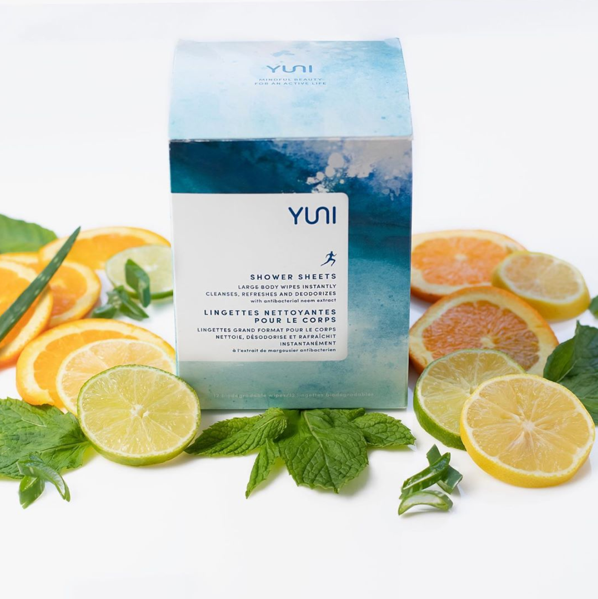 YUNI Beauty - SHOWER SHEETS Large Natural Biodegradable Body Wipes 10 x 12