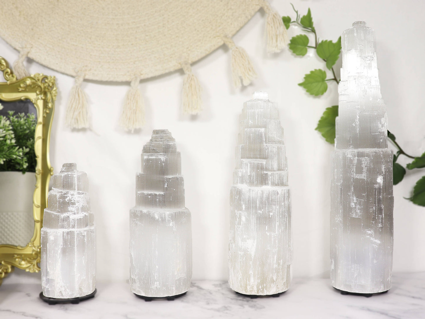 Selenite Crystal Lamp from Morocco - Choose Your Size