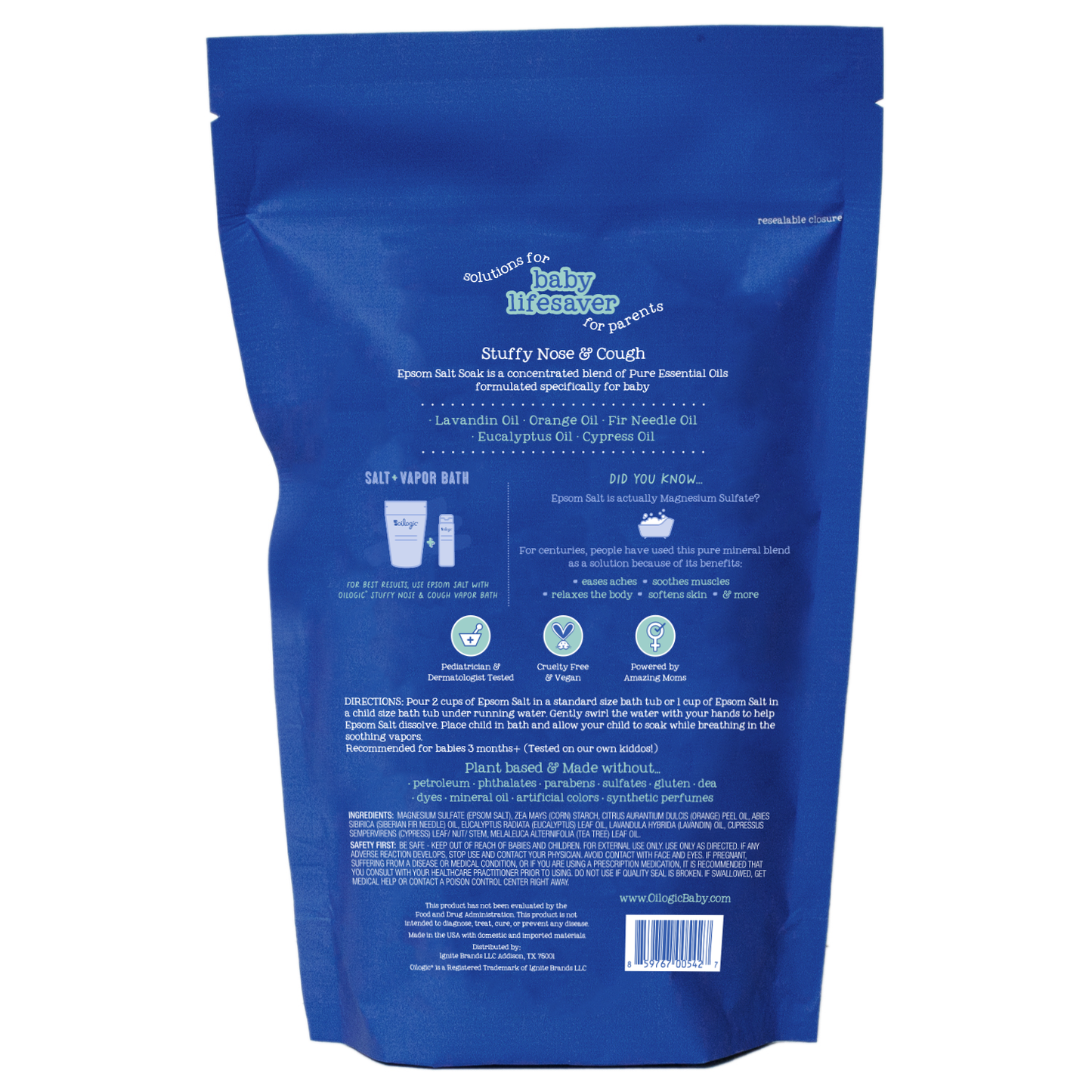 Stuffy Nose & Cough Essential Oil Epsom Salt Soak