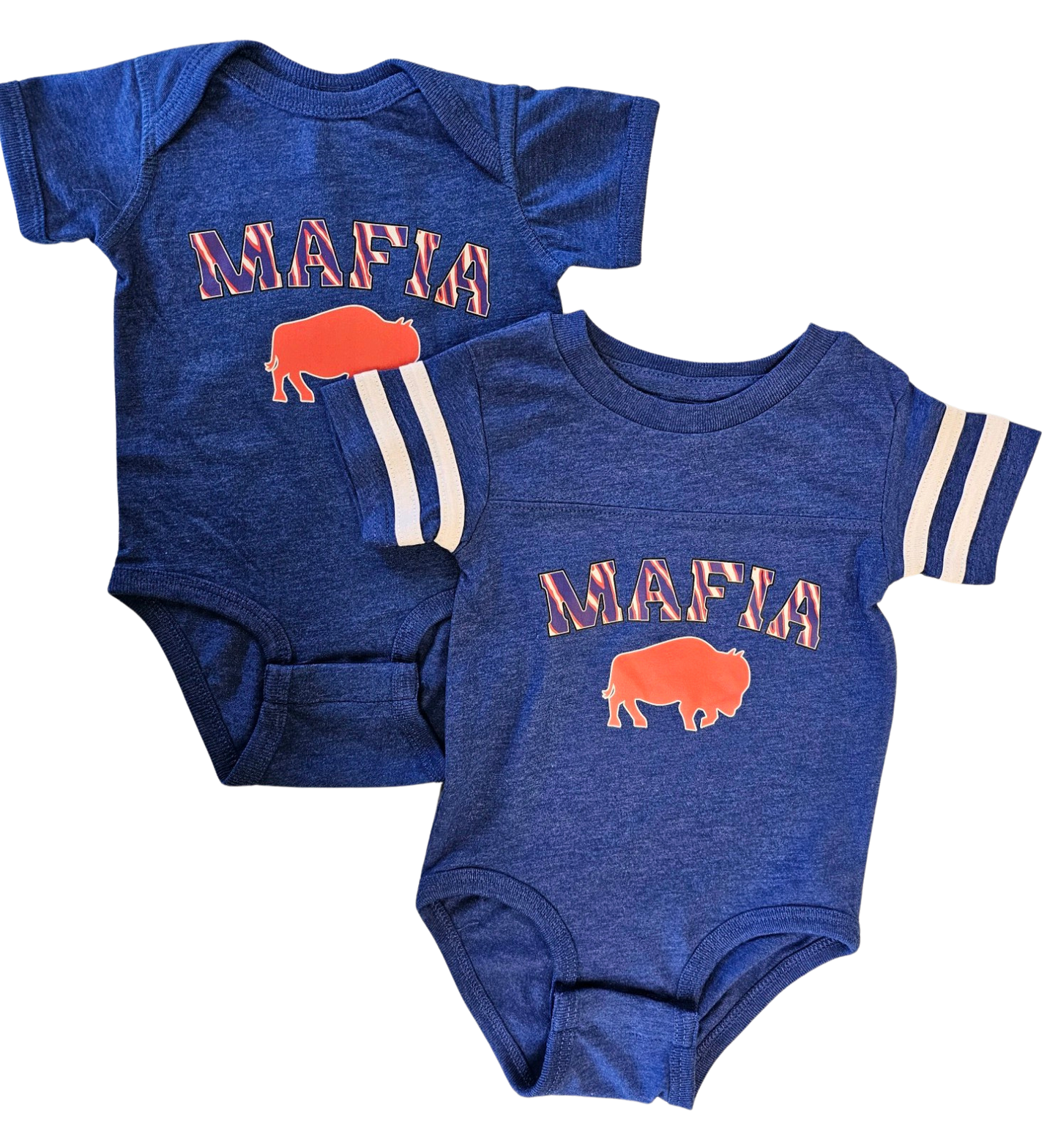 Bills Mafia Onesie SS w/ Striped Sleeve