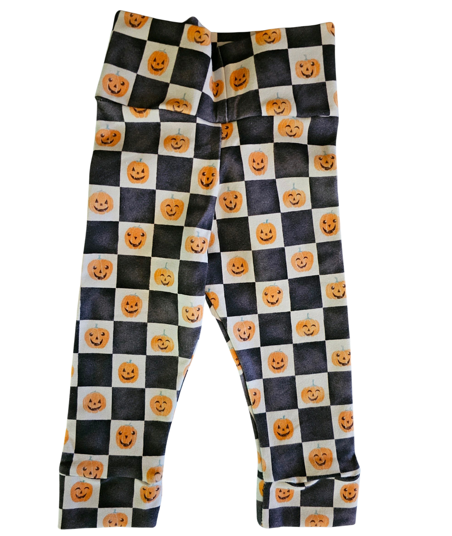 Checkered Jack-O-Lantern Leggings