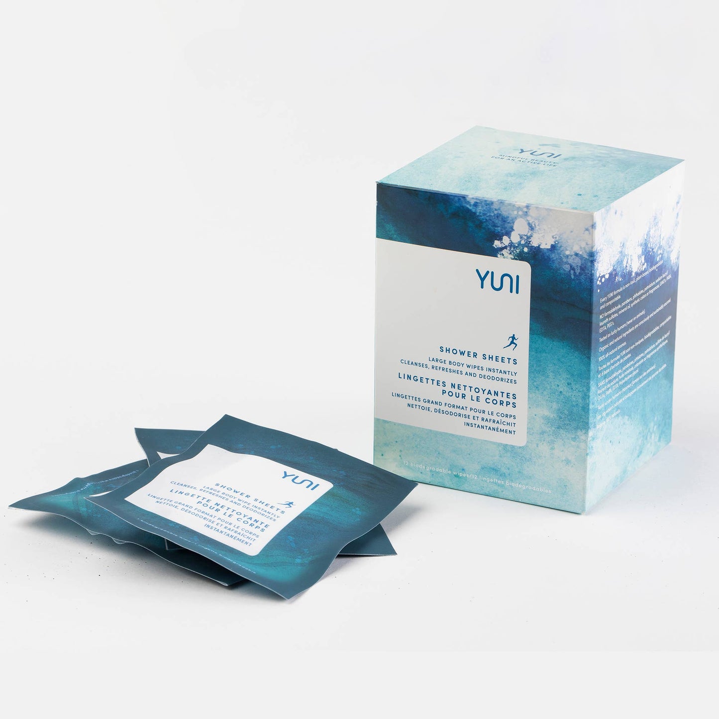 YUNI Beauty - SHOWER SHEETS Large Natural Biodegradable Body Wipes 10 x 12