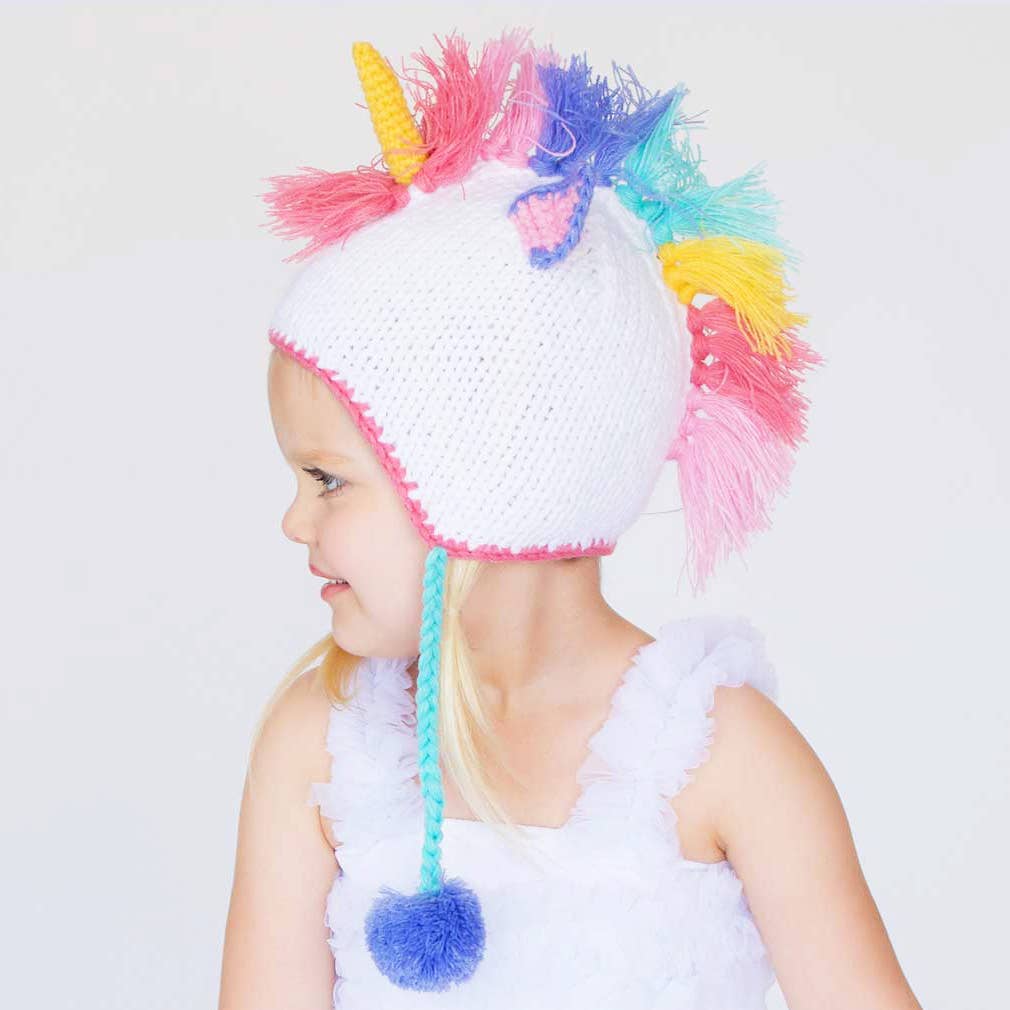 Huggalugs - Unicorn Pastel Earflap Beanie Hat Baby & Kids