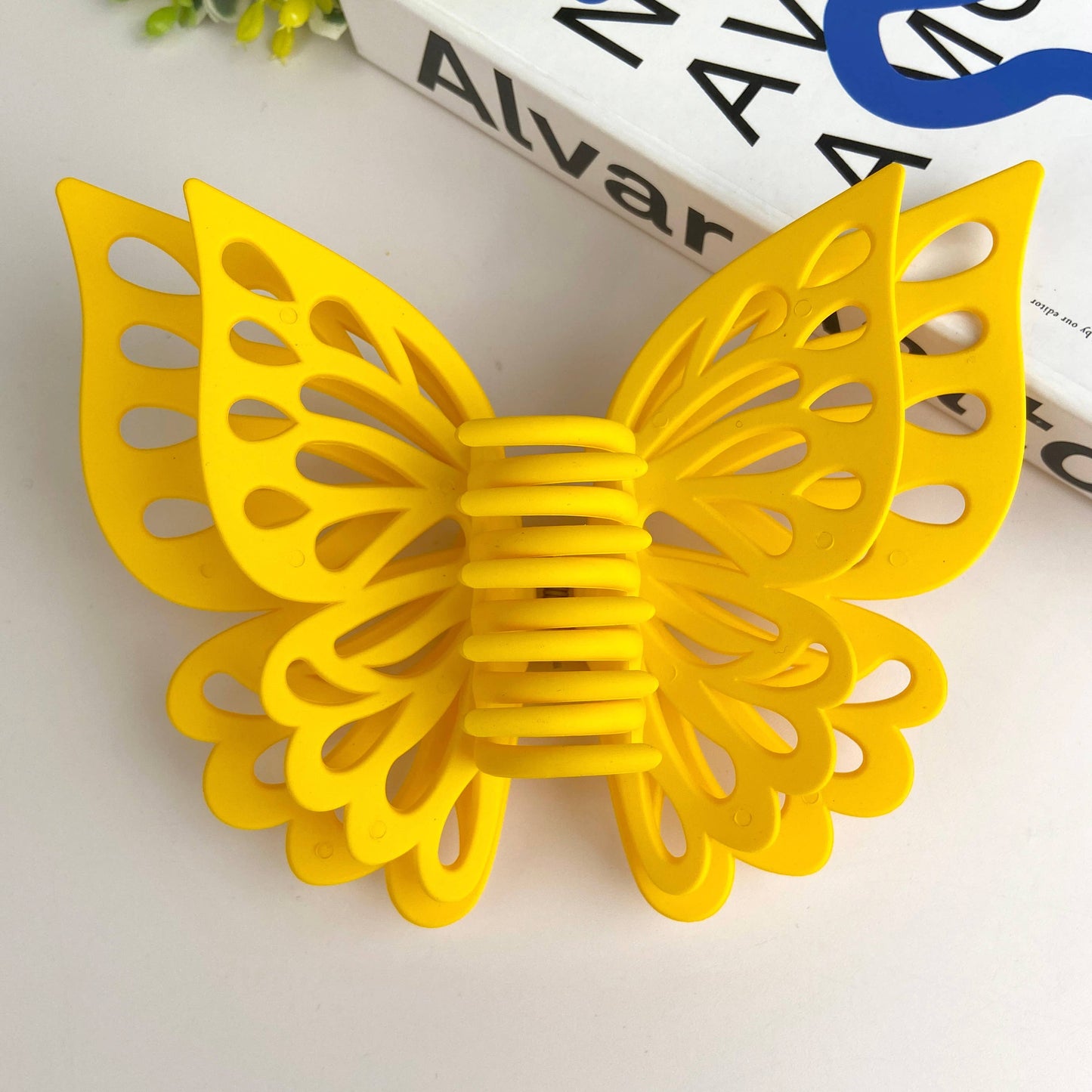 Double layer hollow butterfly hair clip frosted