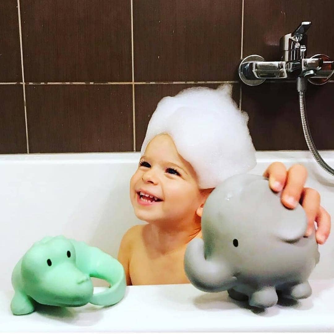 Tikiri Toys LLC - Elephant Natural Organic Rubber Teether, Rattle & Bath Toy