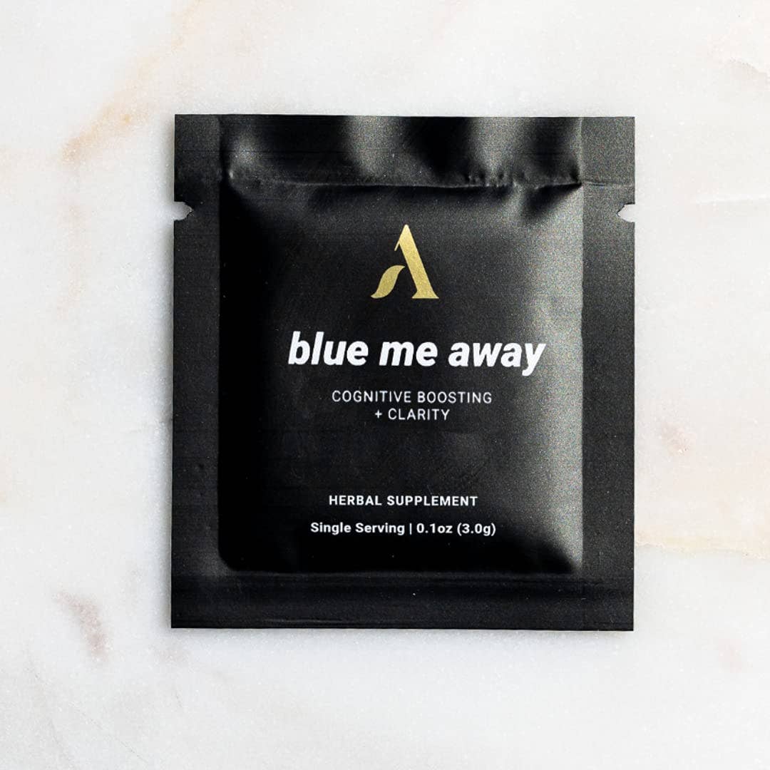Blue Me Away, non-caffeine energy + cortisol control.
