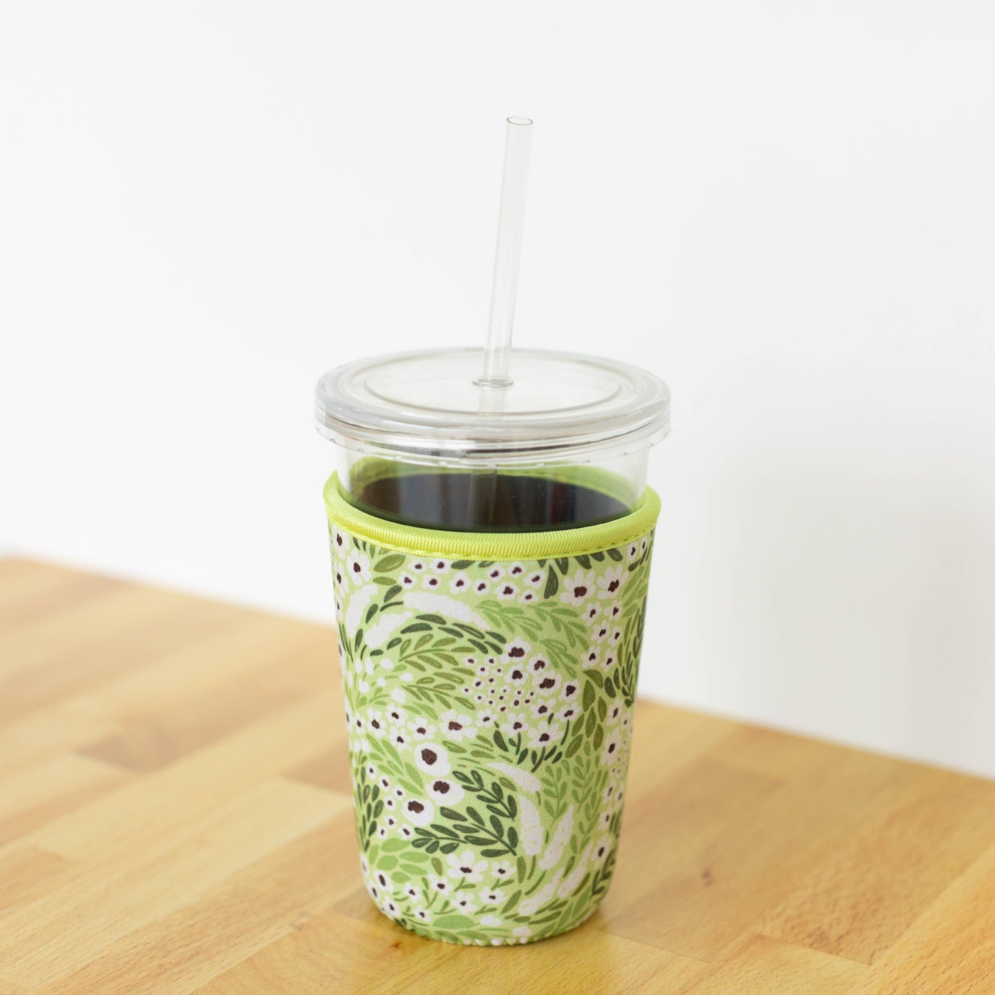 Matcha Floral Drink Sleeve, Iced Coffee Sleeve, Drink Cover