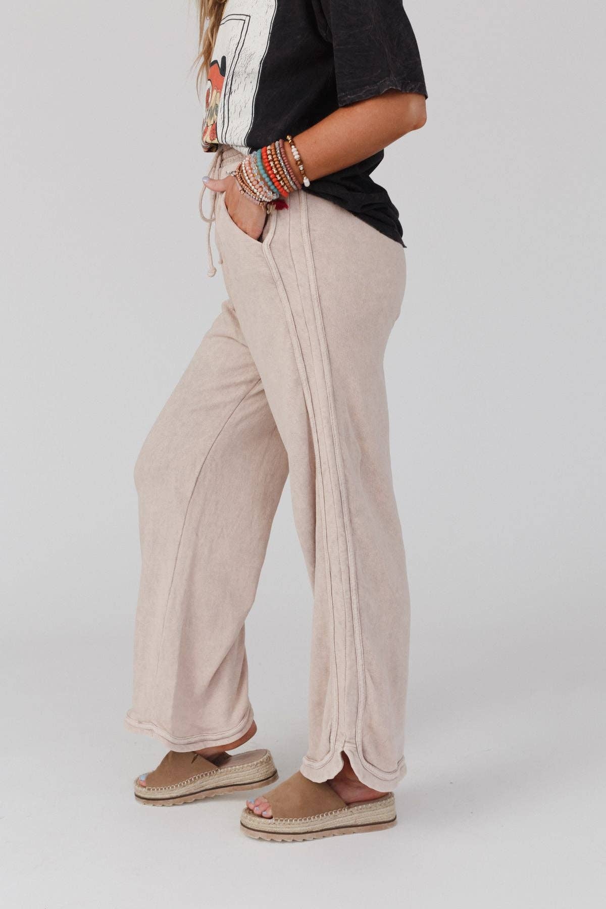 So Comfy Wide Leg Full Pant - Taupe