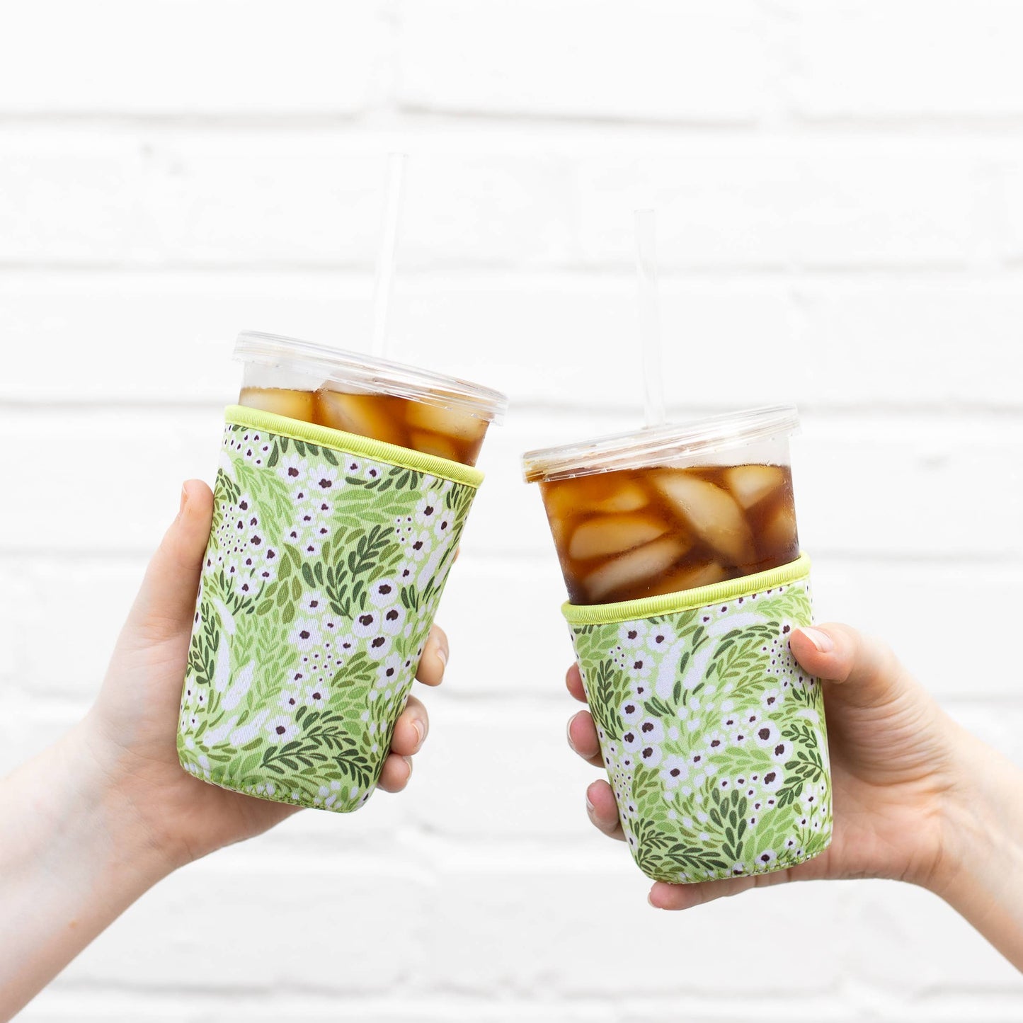 Matcha Floral Drink Sleeve, Iced Coffee Sleeve, Drink Cover