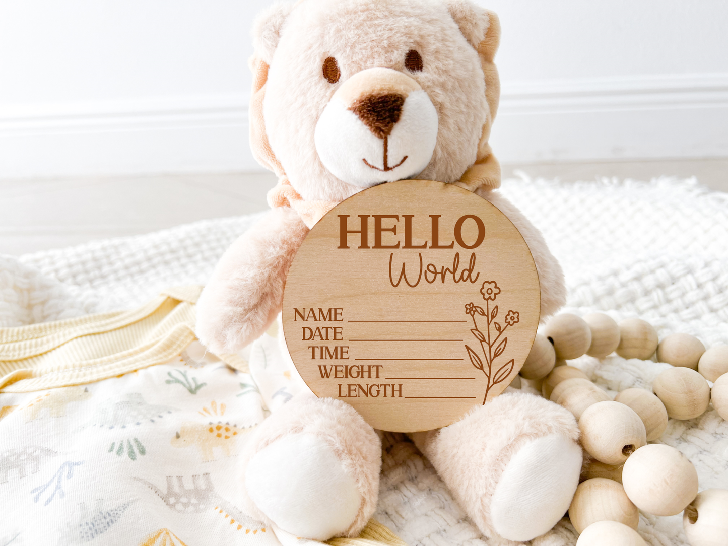 Birth Announcement Wood Stat Plaque - Wildflower 3