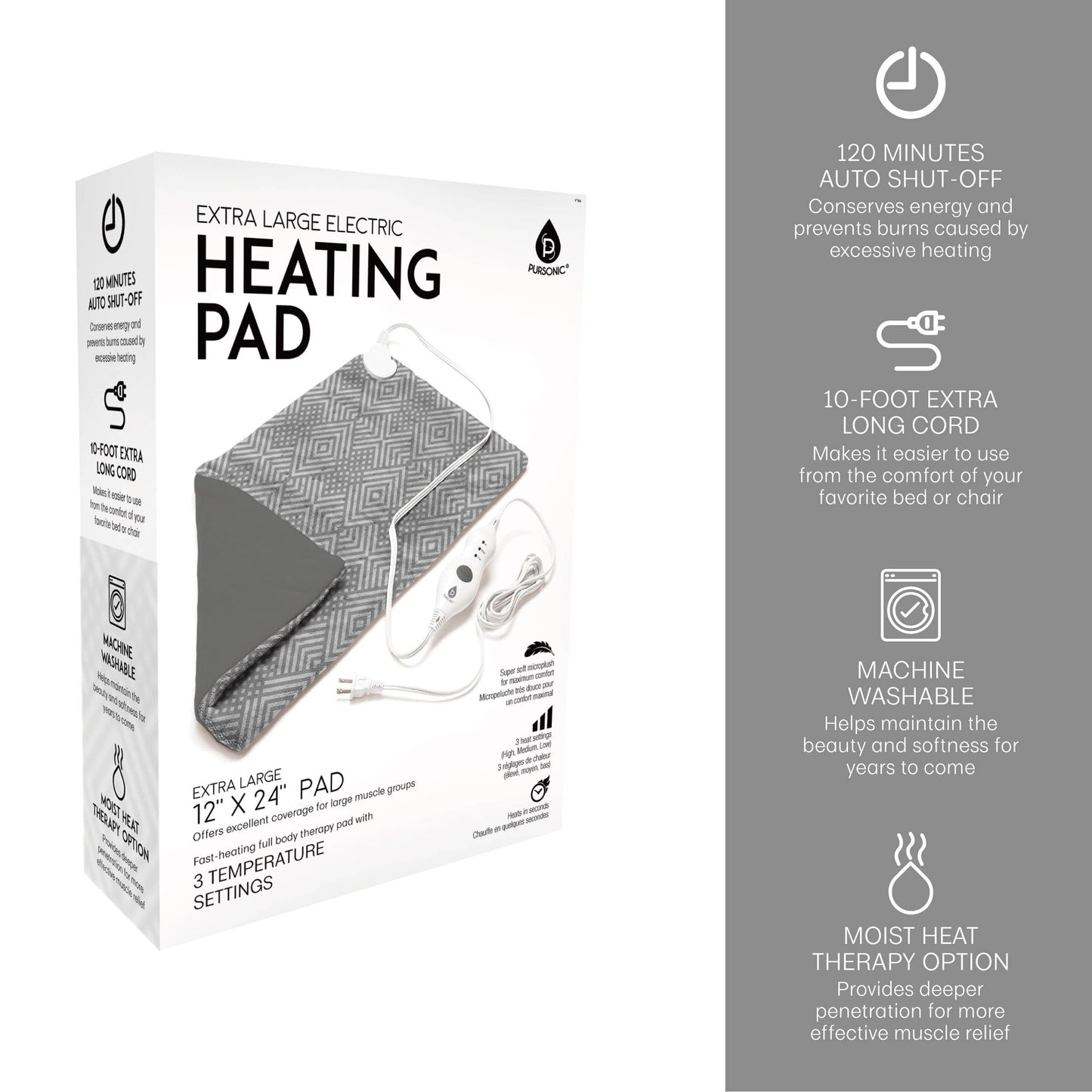 Extra Large Electric Heating Pad 12 X24 Inch Pad