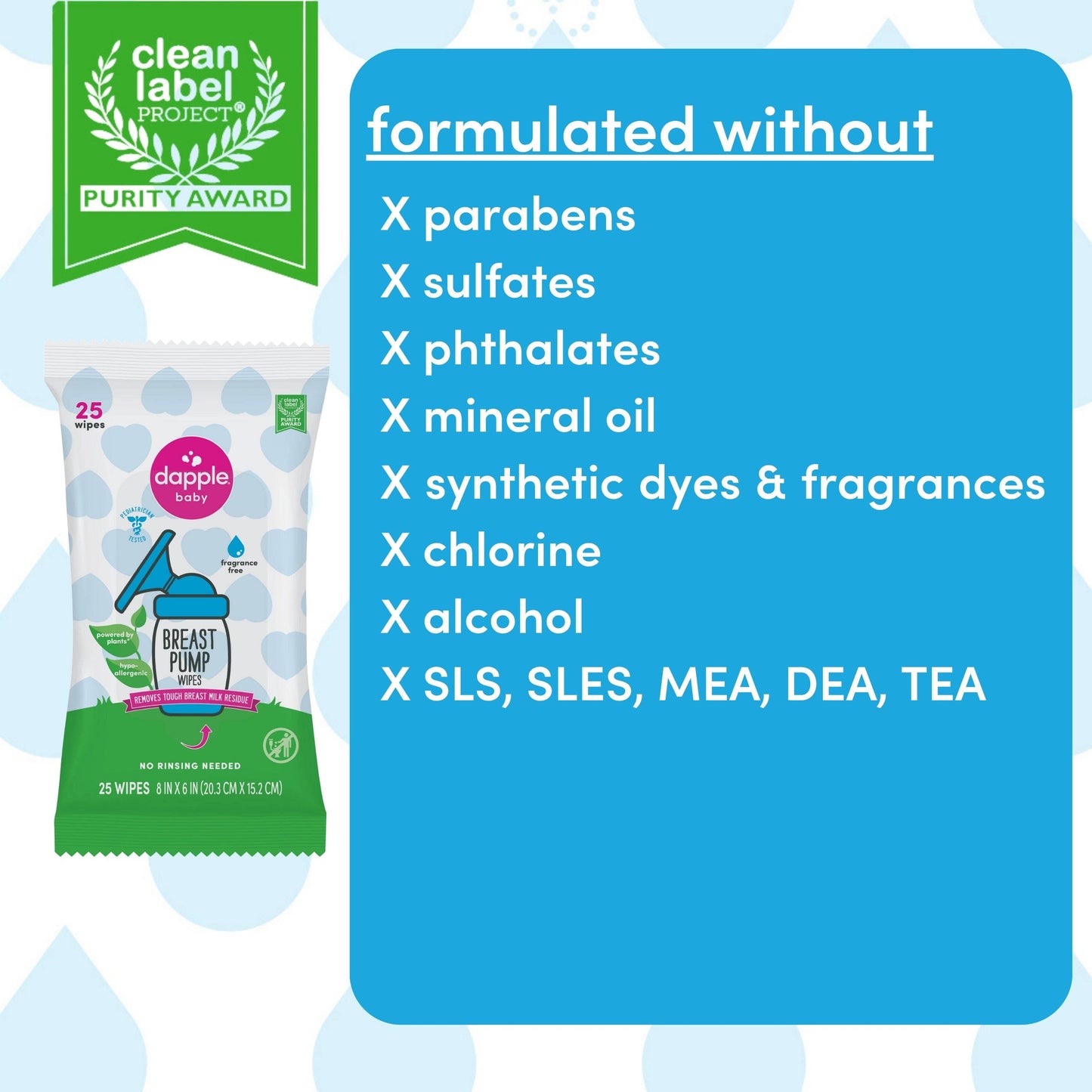Dapple Baby Breast Pump Cleaner Wipes, Fragrance Free, 25ct