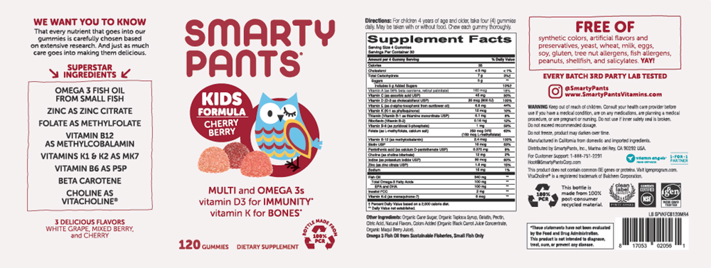Smarty Pants Kids Formula Multi & Omega - Cherry Berry