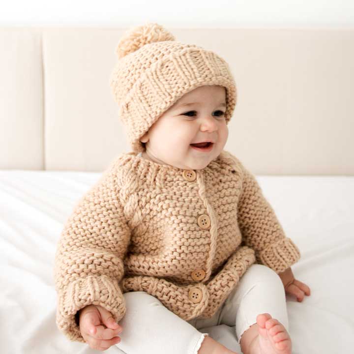 Latte Garter Stitch Cardigan