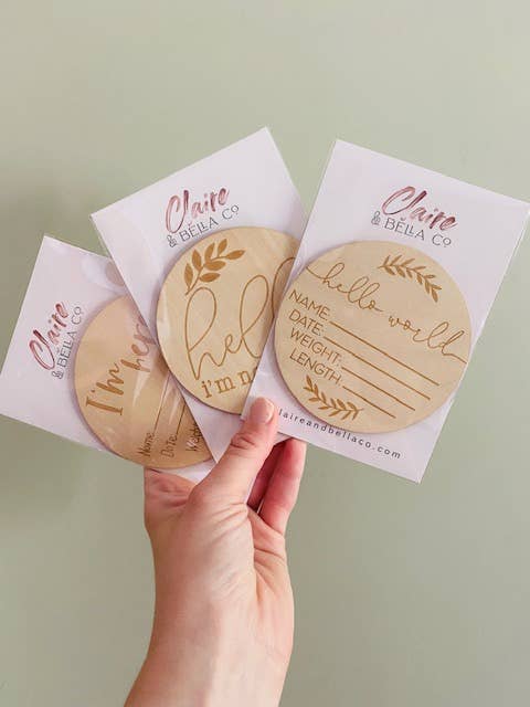 Birth Announcement Wood Stat Plaque - Wildflower 3