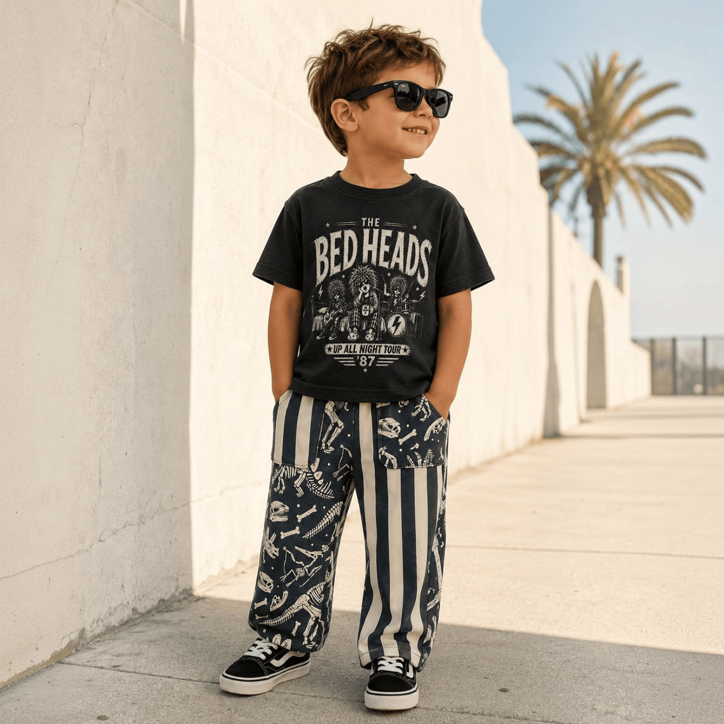 Mixed Up Baggy Pant - Bone Yard