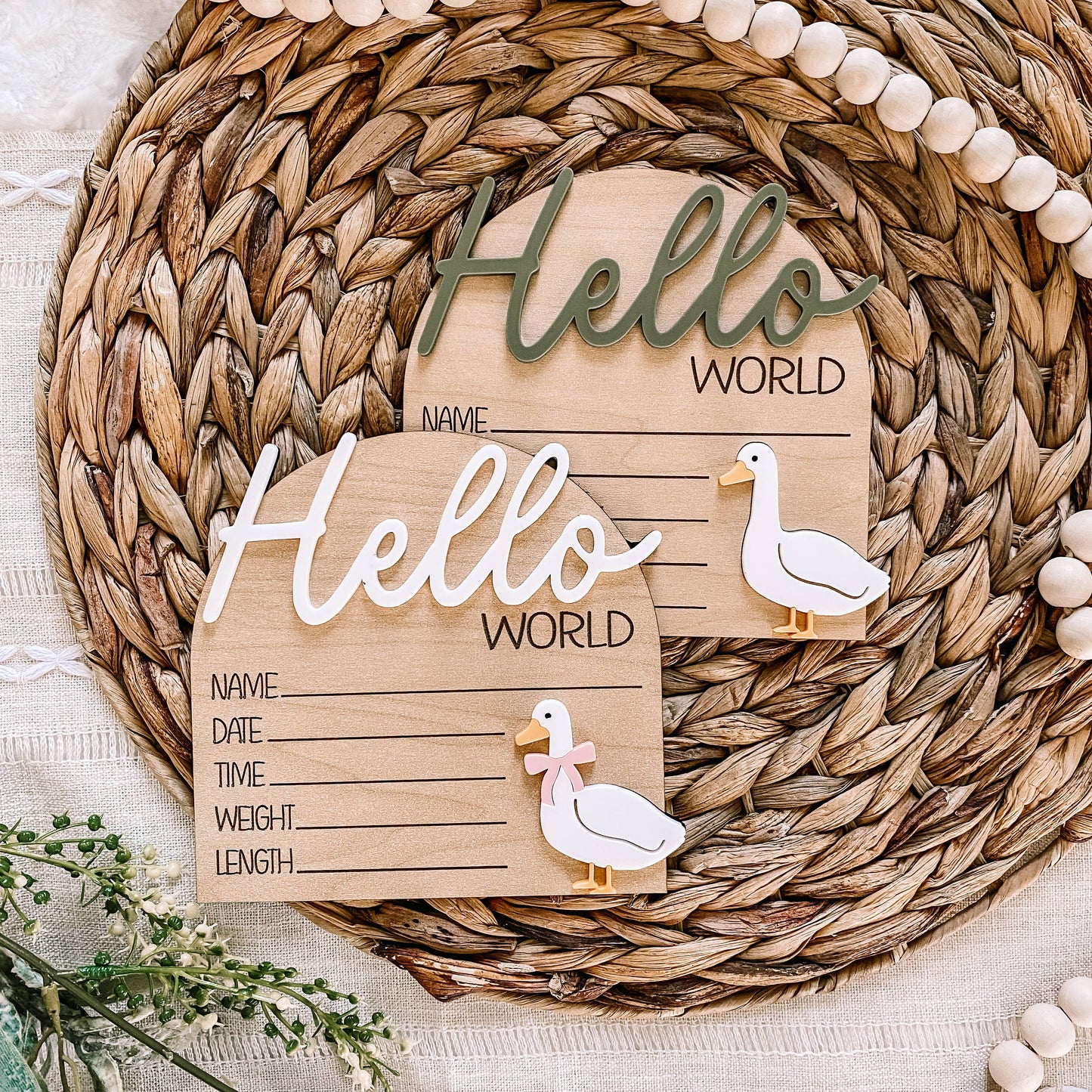 Hello World Birth Stat Sign - Goose