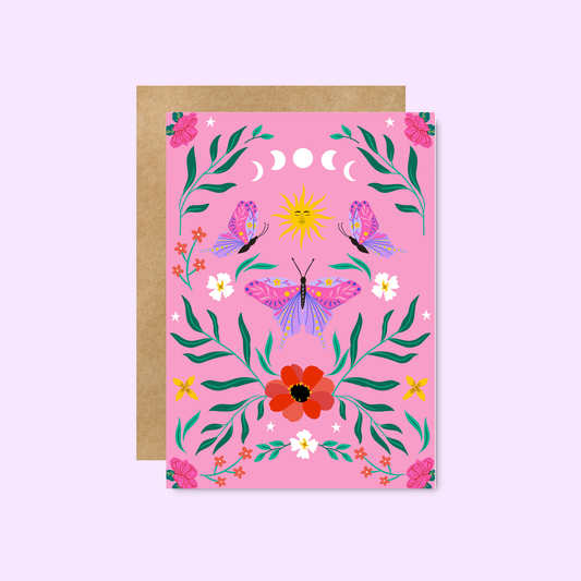Little Viper Co - Celestial Pink Moon Greeting Card
