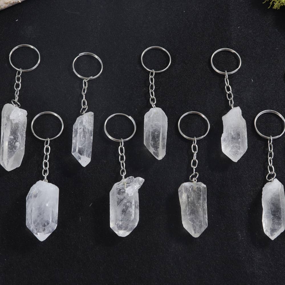 Clear Quartz Point Keychain | Gemstone Key Chains