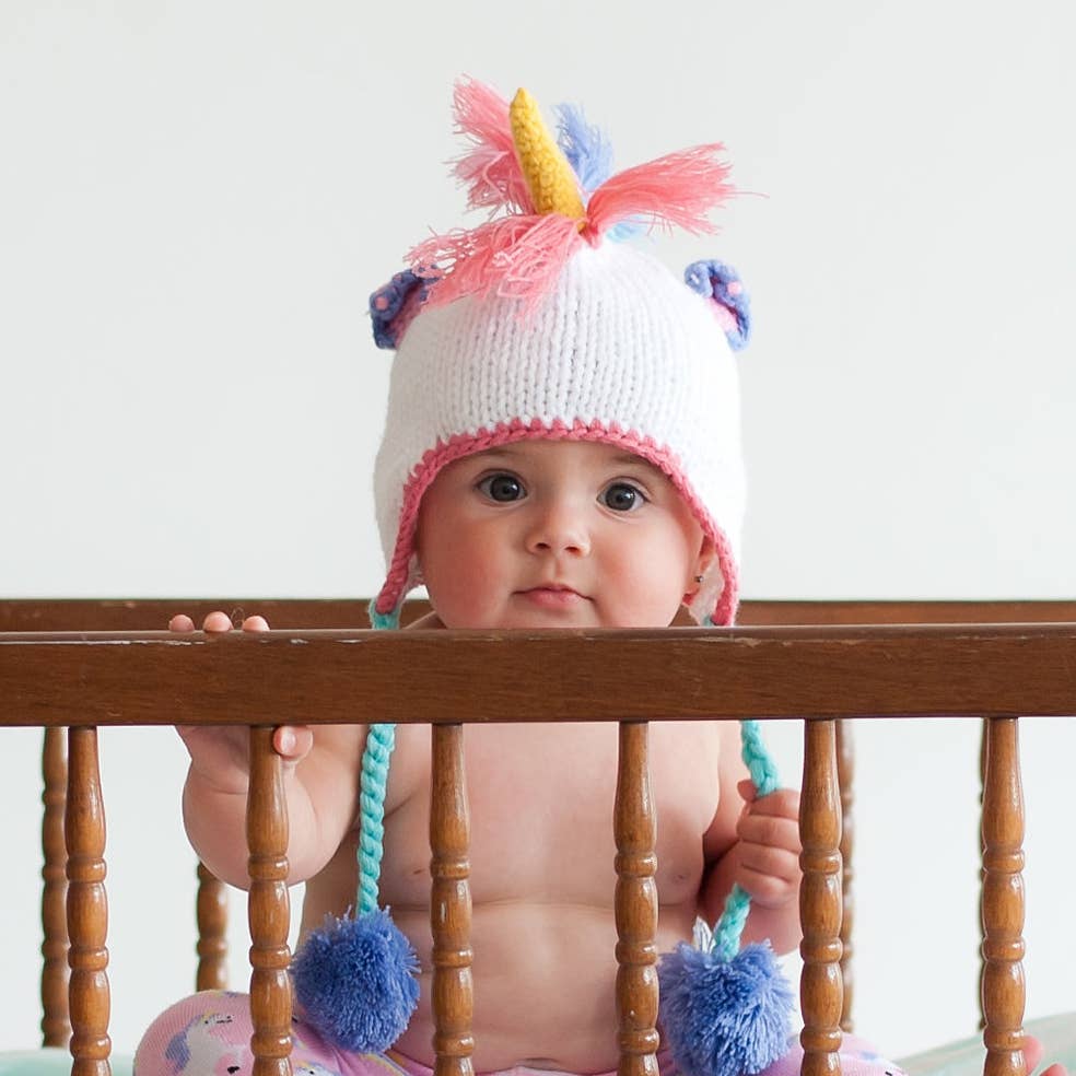 Huggalugs - Unicorn Pastel Earflap Beanie Hat Baby & Kids