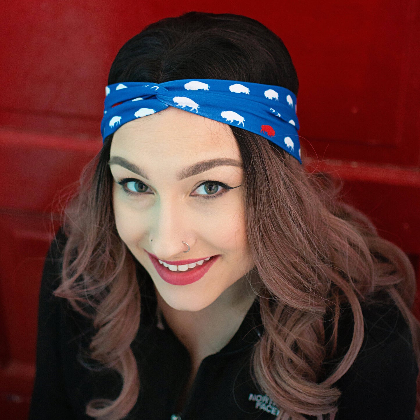 Red and Blue Buffalo Headband