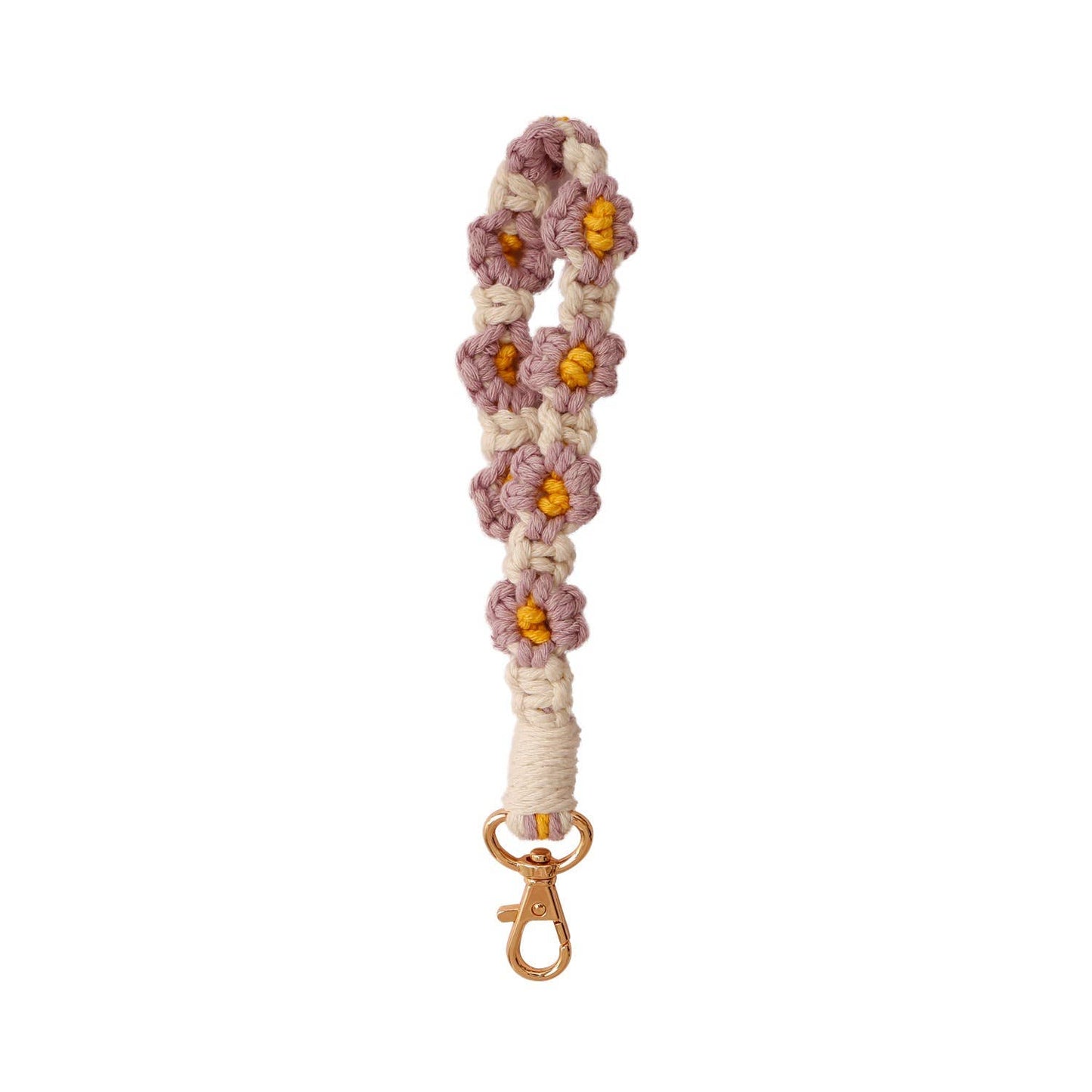 Macrame Daisy Flower Wristlet Keychain
