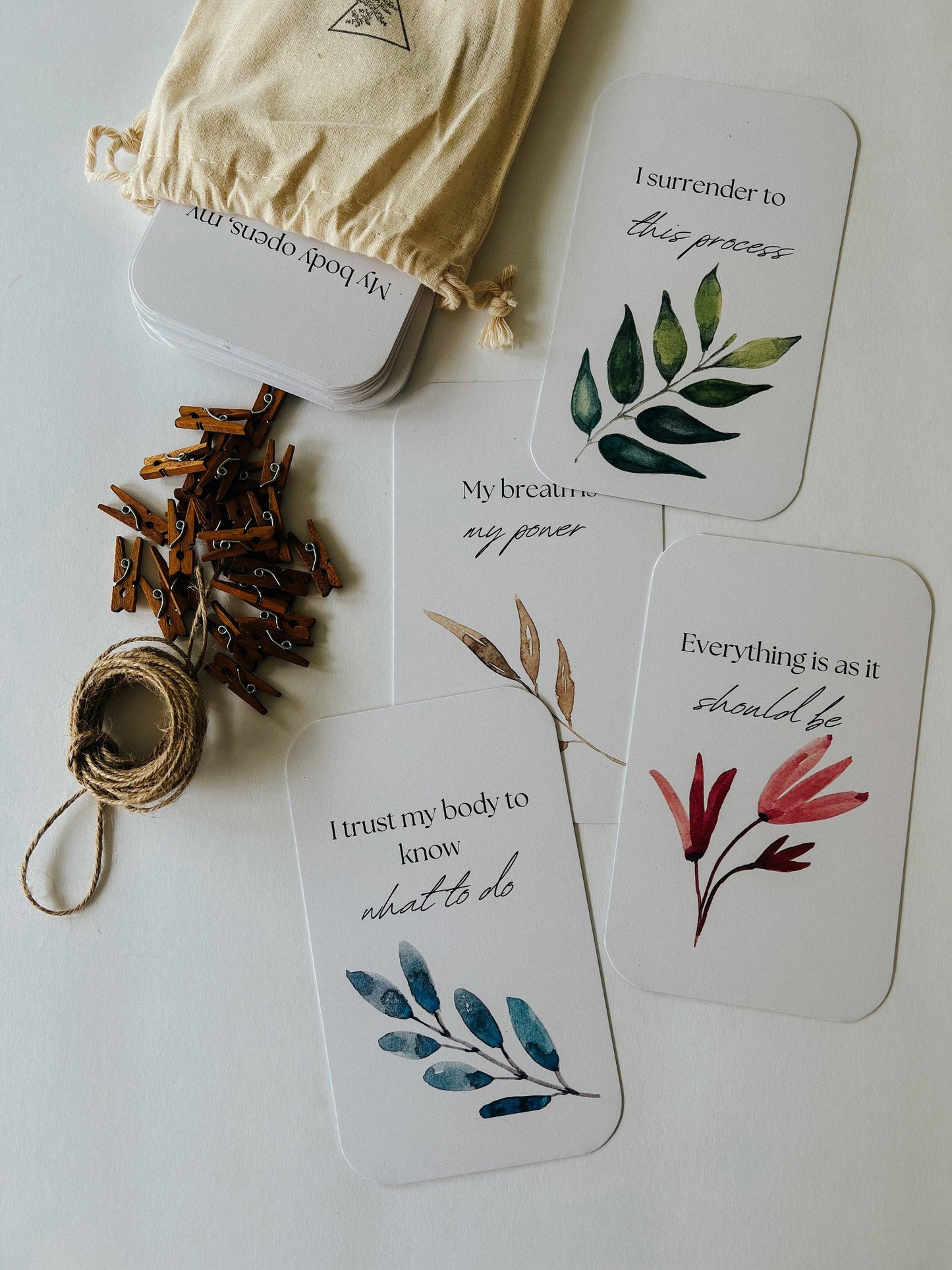 Botanical Affirmation Cards for Labor | 25 Cards