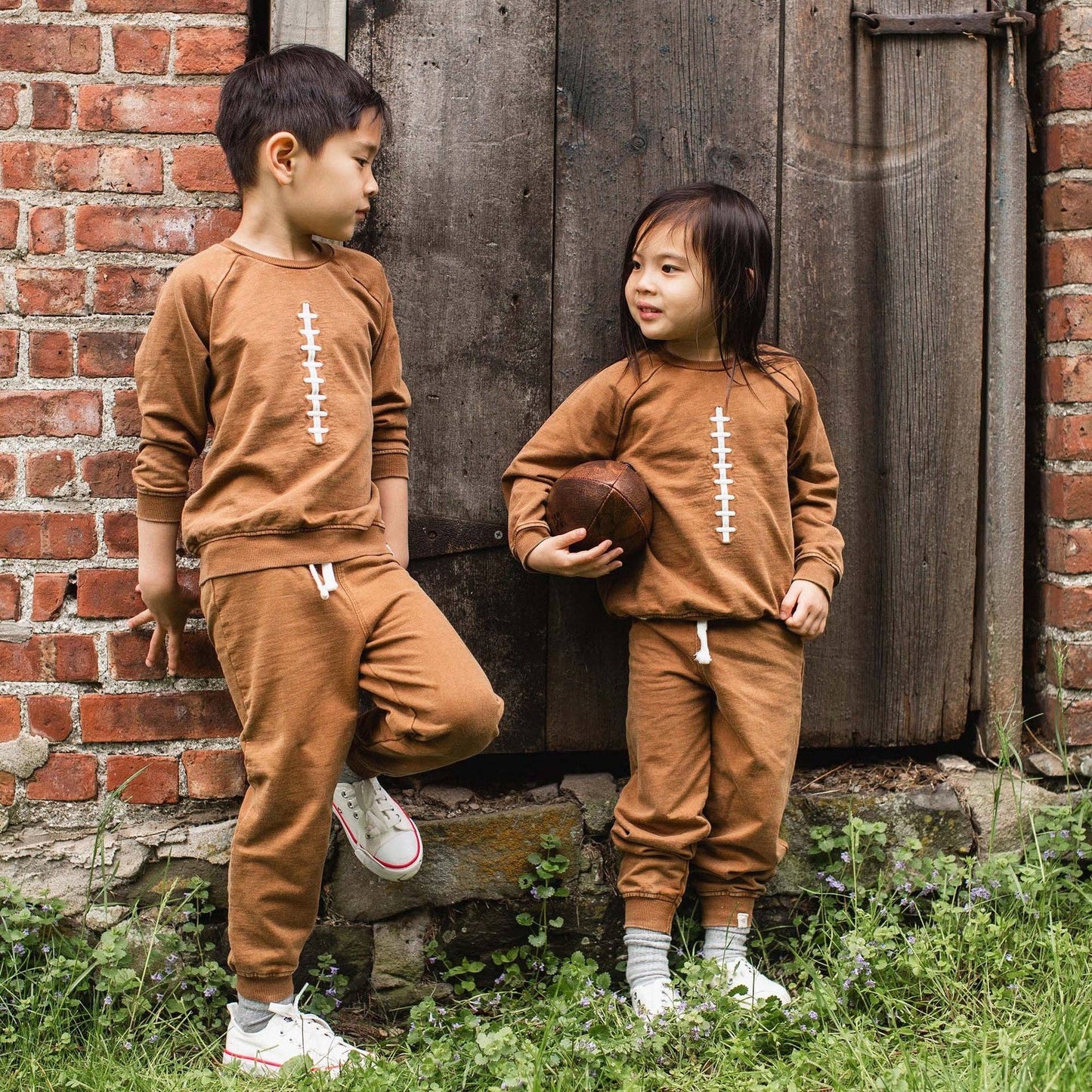 Acid Wash Football Infant Sweatshirt Set