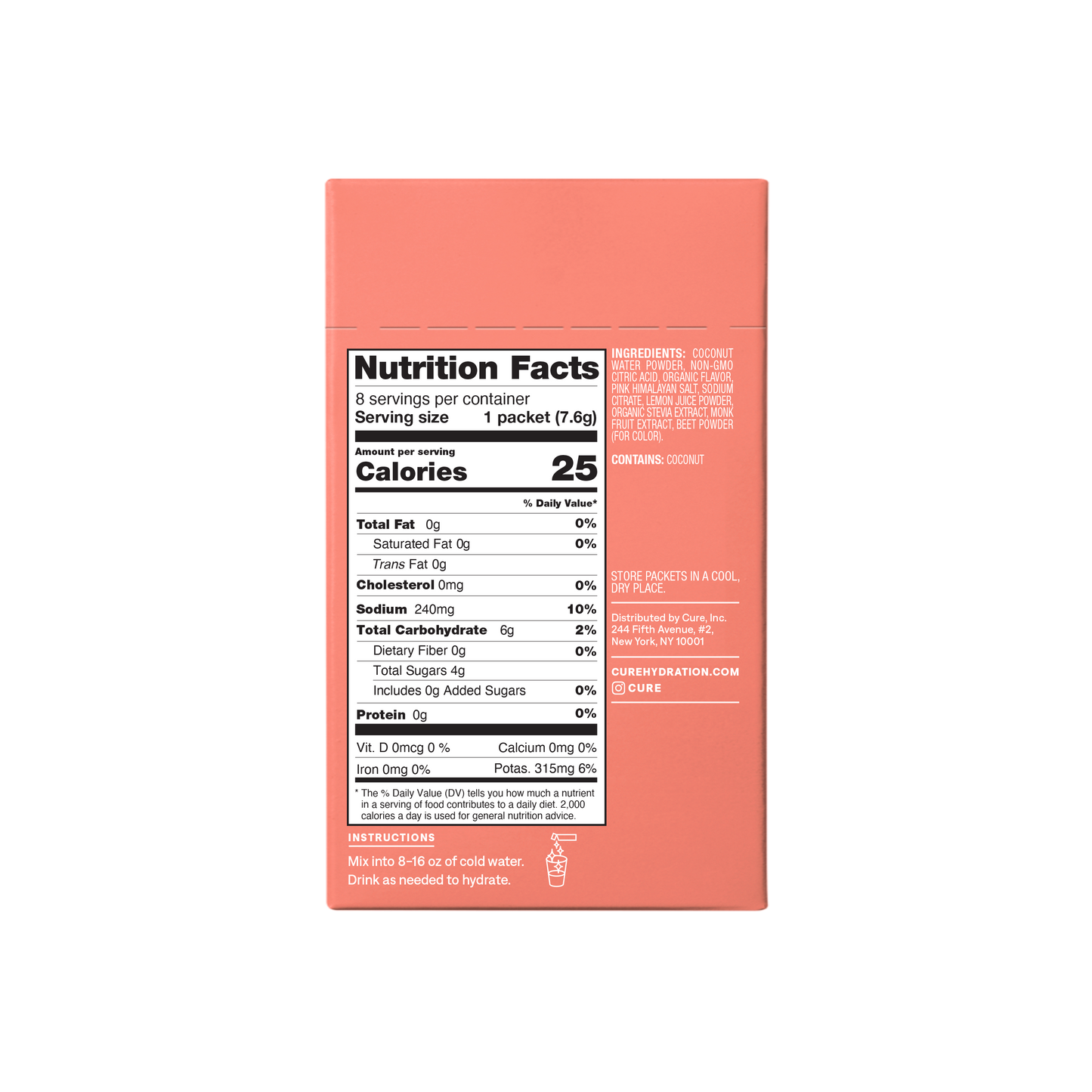 Cure Hydration - Hydrating Electrolyte Drink Mix Strawberry Kiwi 8ct
