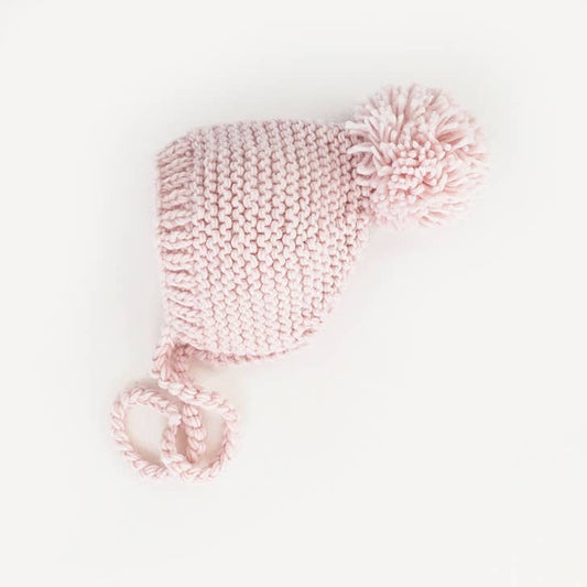 Blush Garter Stitch Knit Bonnet
