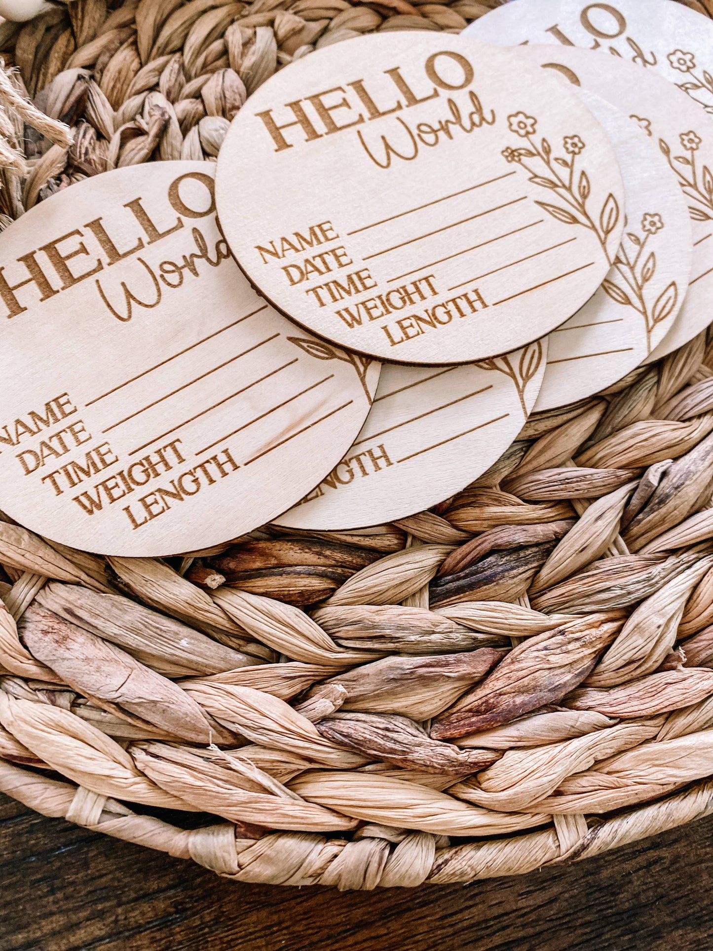 Birth Announcement Wood Stat Plaque - Wildflower 3