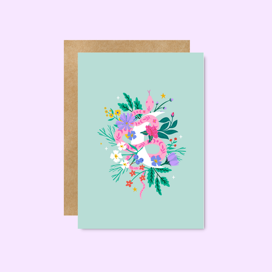 Little Viper Co - Floral Snake Greeting Card