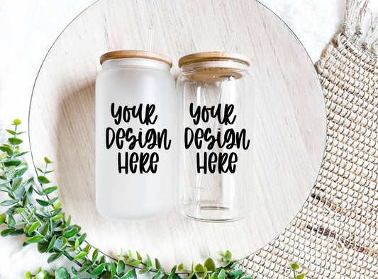 Adjusting Motherhood 16oz Clear Glass Cup with Bamboo Lid