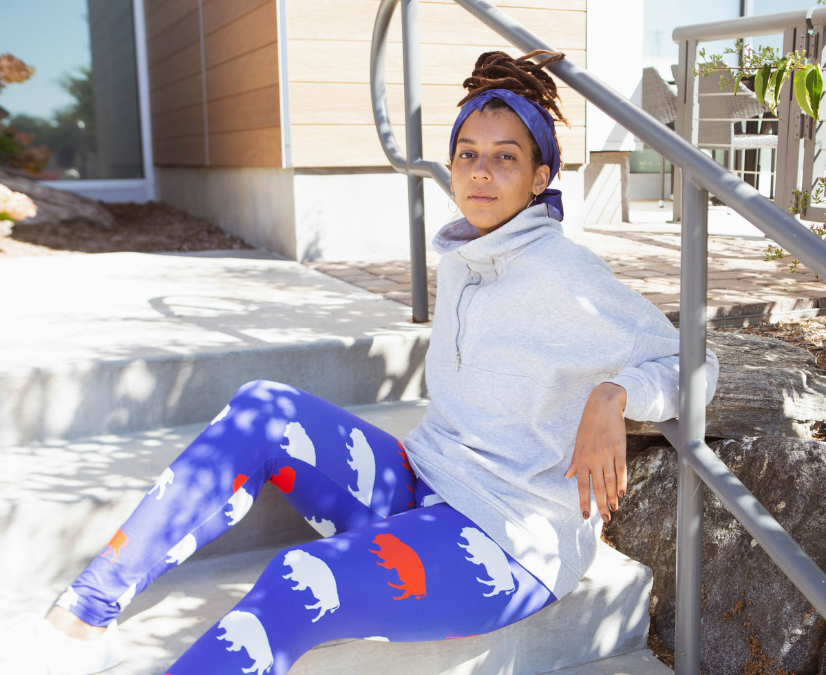 Cozy Adult Red and Blue Buffalo Leggings
