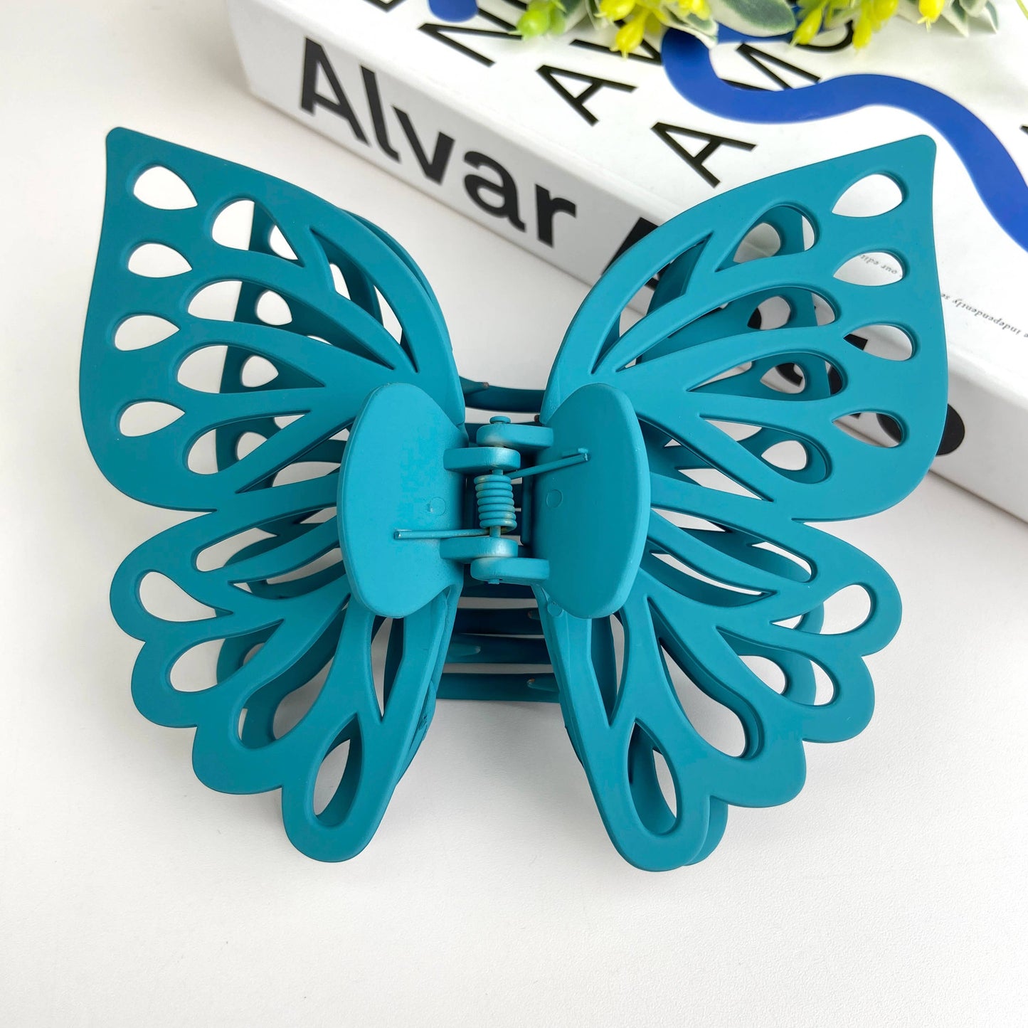Double layer hollow butterfly hair clip frosted