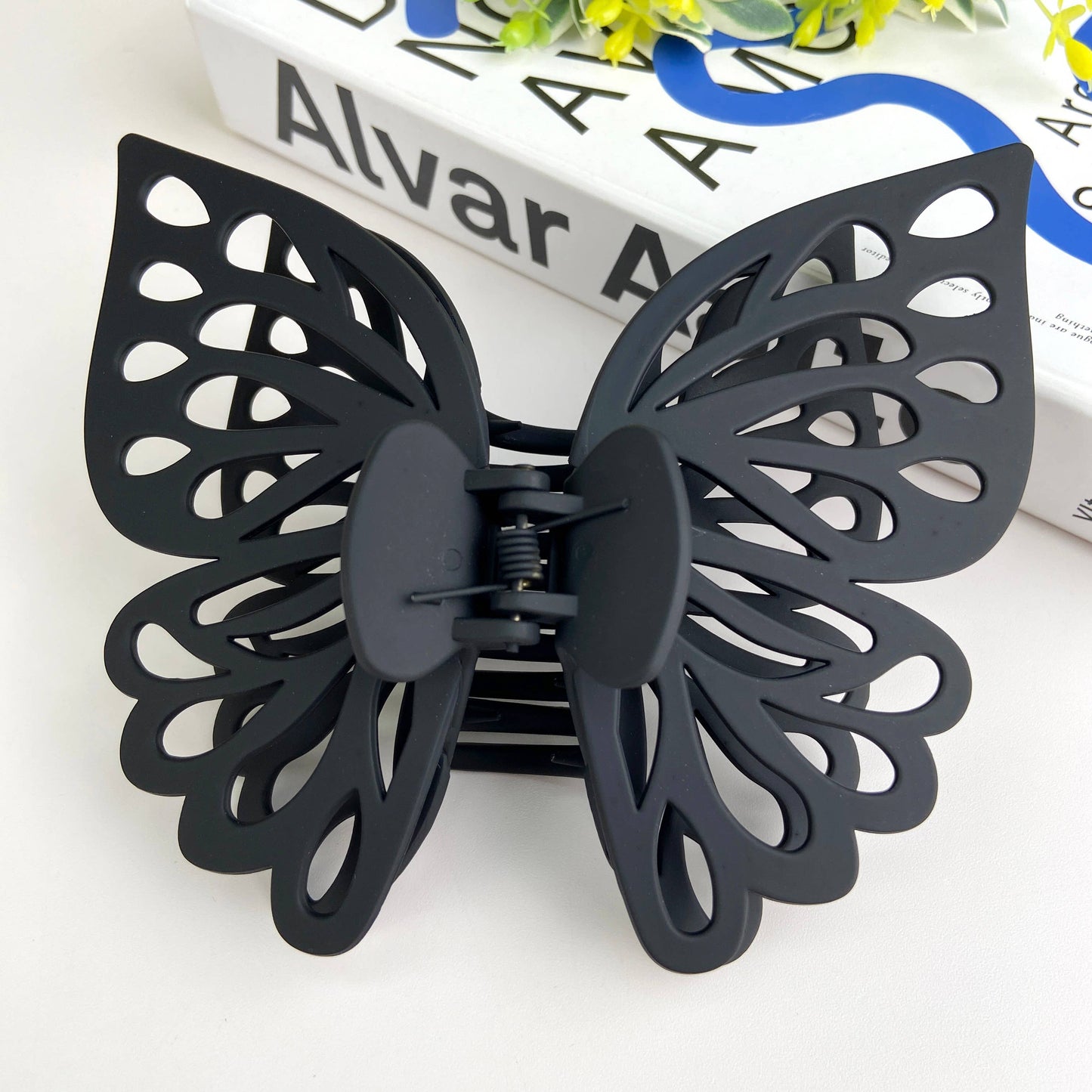 Double layer hollow butterfly hair clip frosted