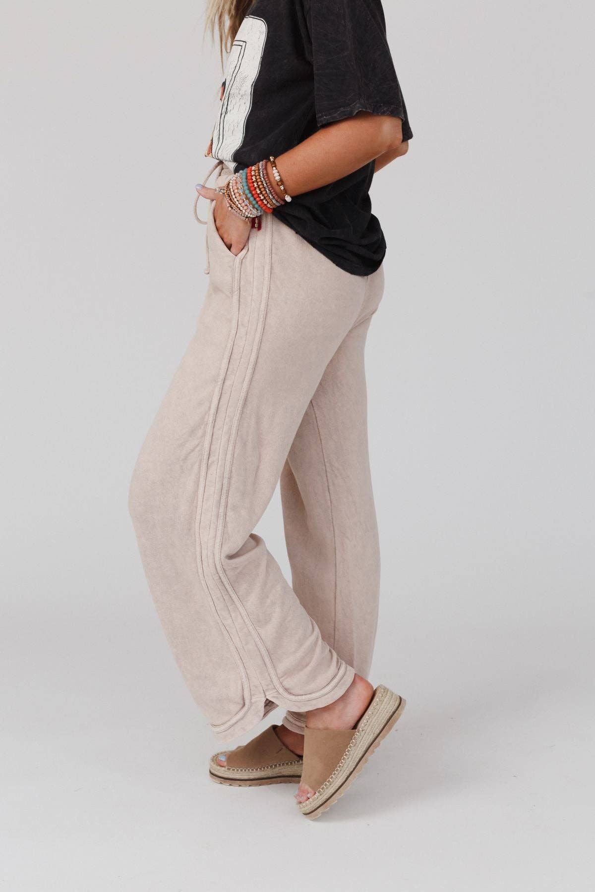 So Comfy Wide Leg Full Pant - Taupe
