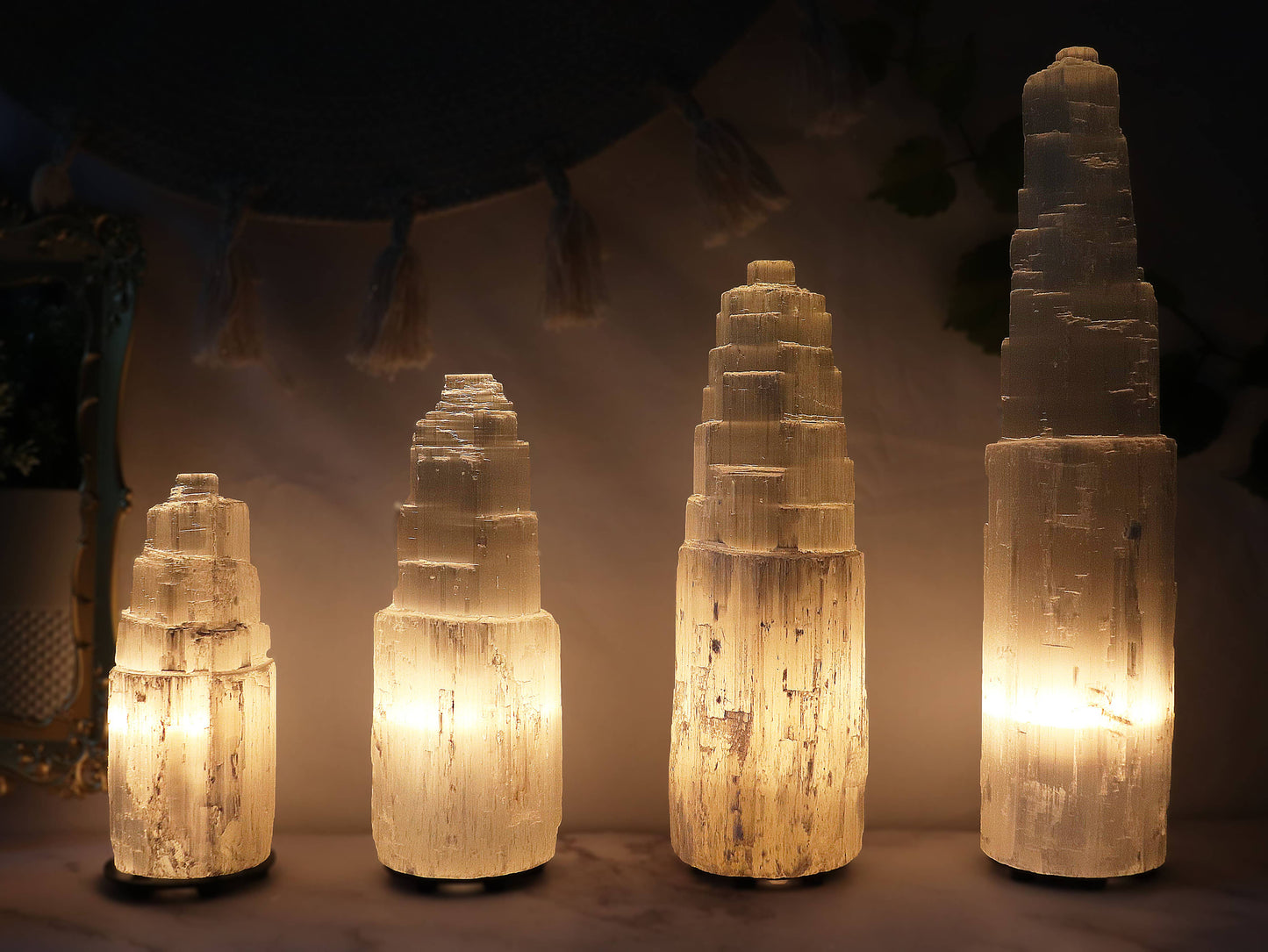 Selenite Crystal Lamp from Morocco - Choose Your Size