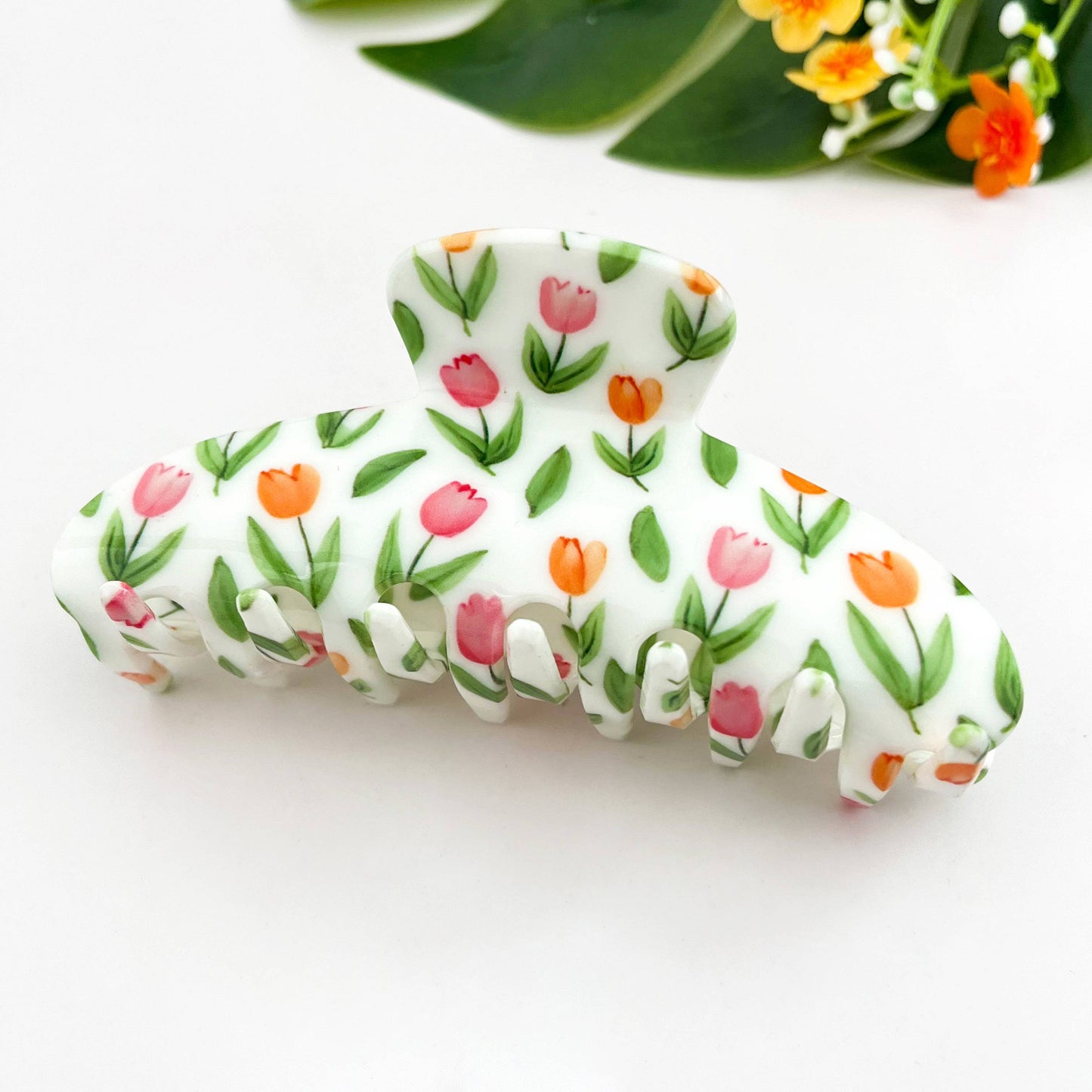 Tulip Oval Hair Claw Clip, Elegant Floral Hair Clip