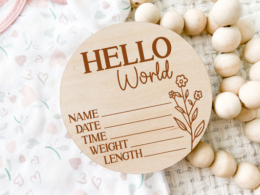 Birth Announcement Wood Stat Plaque - Wildflower 3