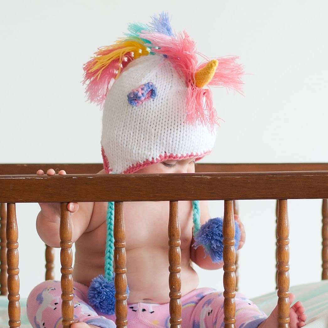 Huggalugs - Unicorn Pastel Earflap Beanie Hat Baby & Kids