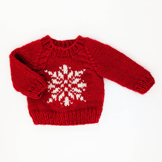 Snowflake Red Crew Neck Sweater