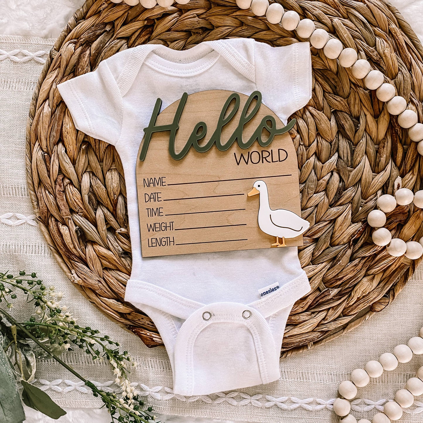 Hello World Birth Stat Sign - Goose