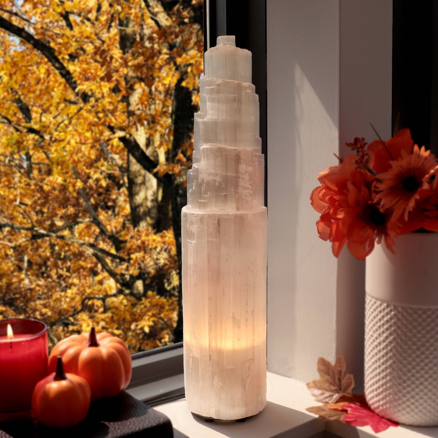 Selenite Crystal Lamp from Morocco - Choose Your Size