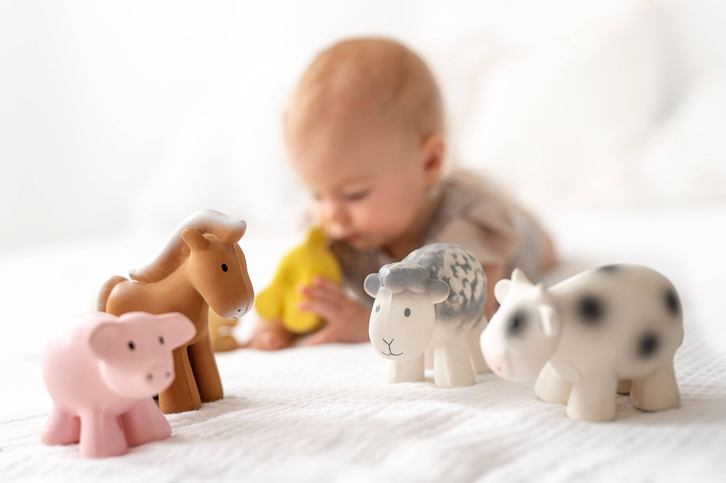 Chick Natural Organic Rubber Teether, Rattle & Bath Toy
