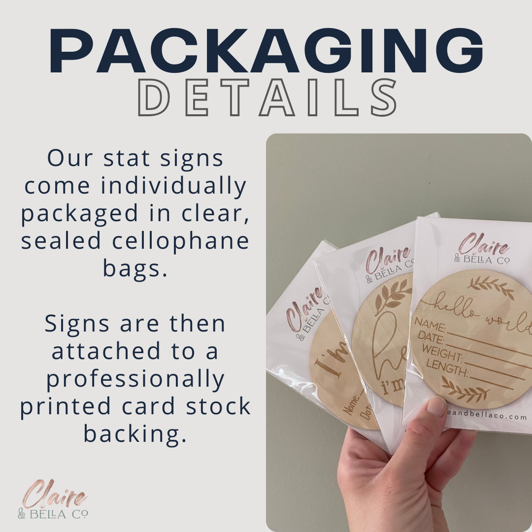 Hello World Birth Stat Sign - Scalloped Edge - Cursive Font