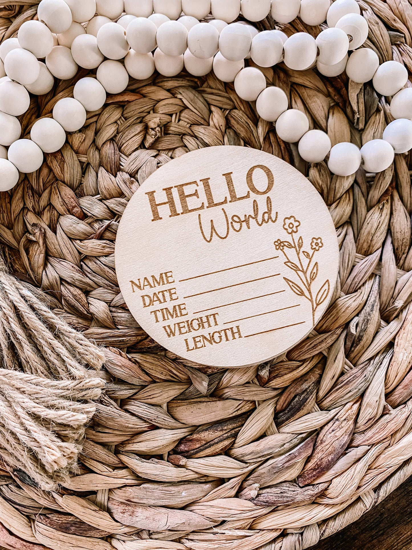 Birth Announcement Wood Stat Plaque - Wildflower 3