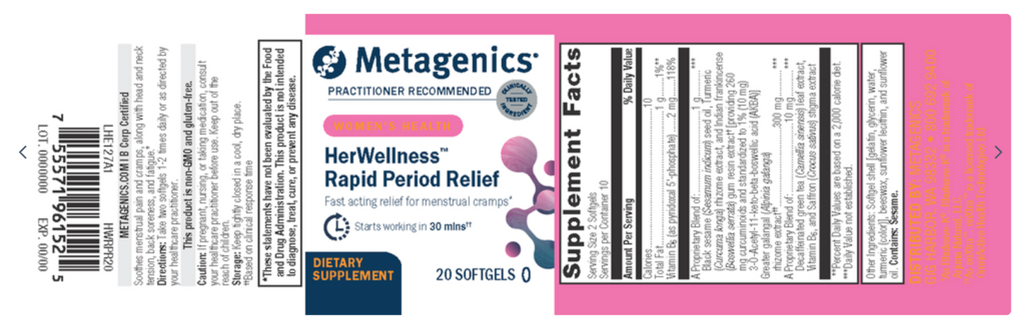 Metagenics HerWellness Rapid Period Relief